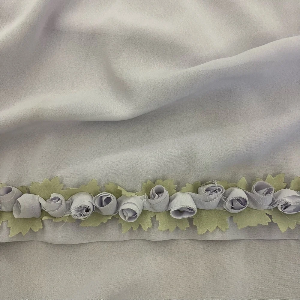 Set (2) Sheer Window Scarfs Swag Lavender Flower Edge Cottagecore Fairy 40 X 210